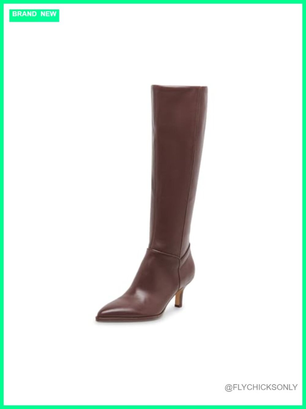 Knee High Leather Boots Kitten Heel Pointed Toe